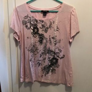 Style & Co petite punk & grey tee shirt